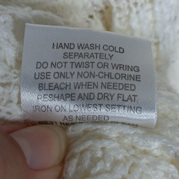 Pink Rose Open Cardigan Size Large Cream Color Lace Up Back Front Pockets - Picture 7 of 7